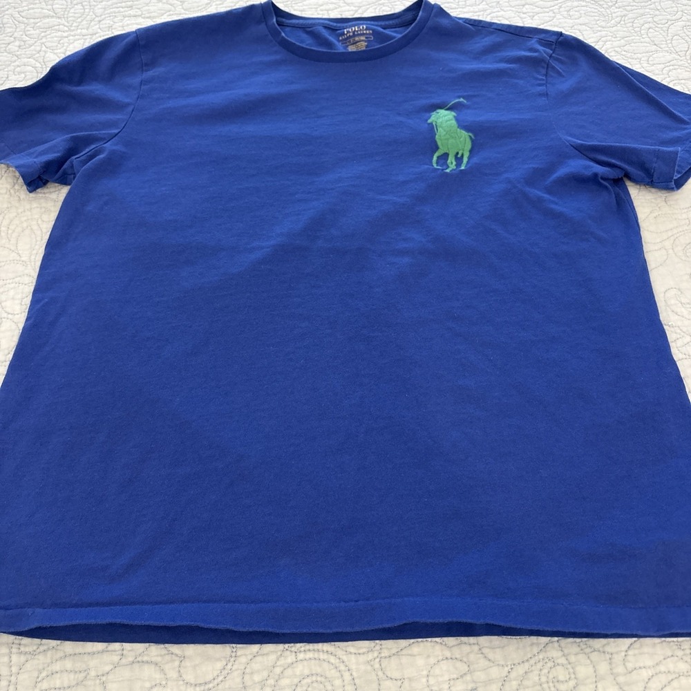 Polo Ralph Lauren Shirt Mens Large Blue Big Pony Logo Short Sleeve Tee Cotton